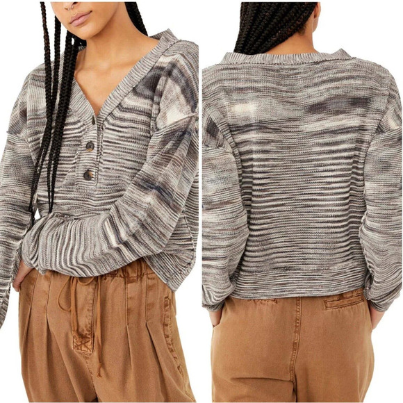 𝅺New FREE PEOPLE Mercury Henley‎ Sweater Large - Picture 2 of 8